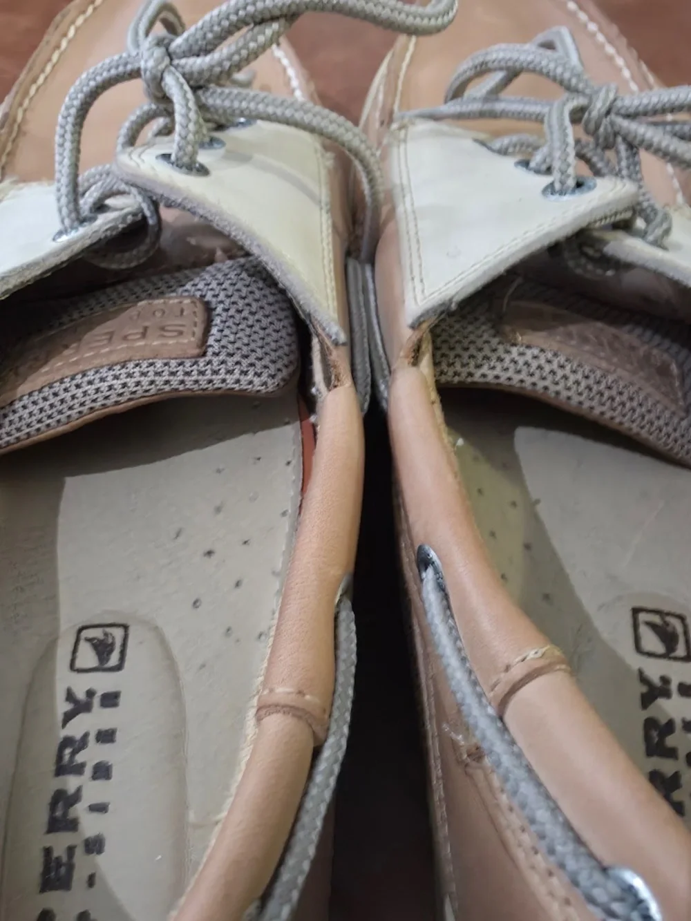 Sperry Billfish 3-Eye Leather Boat Shoes Tan/Cream Men’s 14